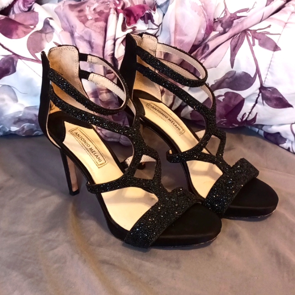 Black sparkle heels